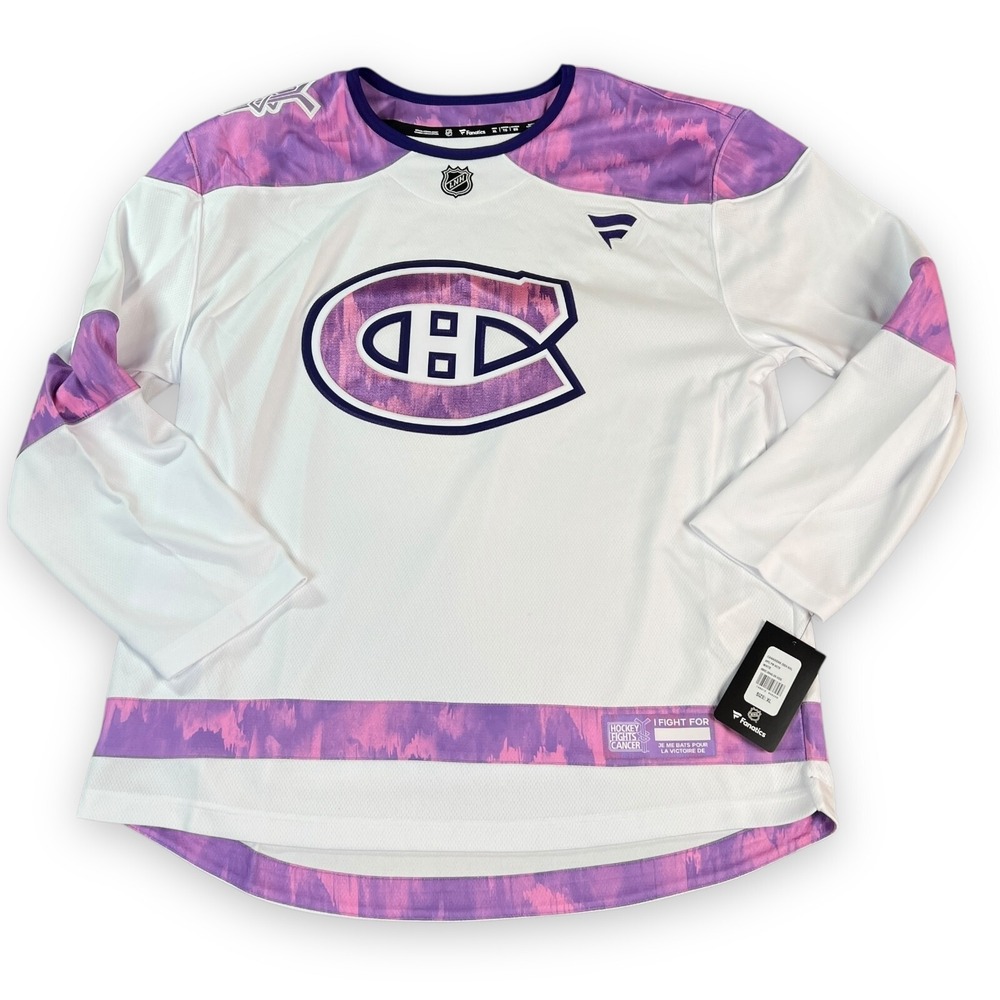 Montreal Canadiens Jersey Men XL White Pink Hockey Fights Breast Cancer Fanatics